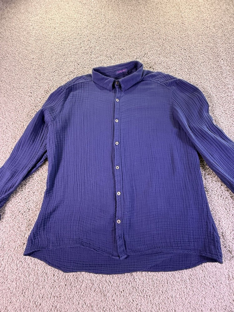 Fresh Produce Women’s Shirt Size XL Button Up Long Sleeve Blue