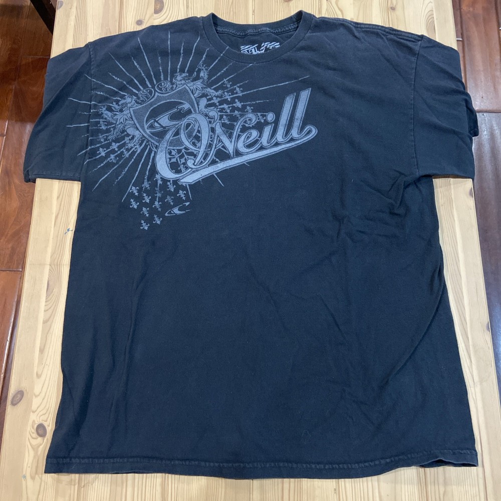 O'Neill Men Shirt XL Black Graphic Abstract Design Tee Grunge Y2K Skate-image