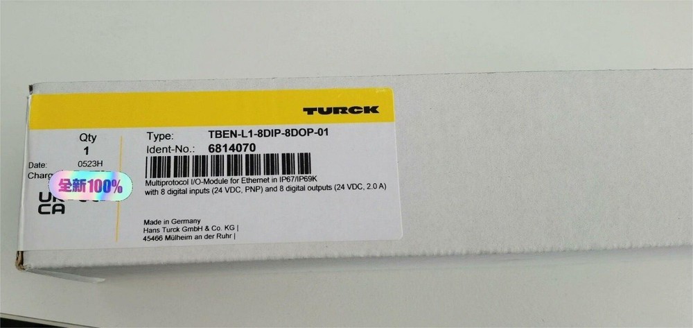 Turck   Tben-L1-8Dip-8Dop-01     6814070 Multiprotocol I/O Mod  New In Box Dhl