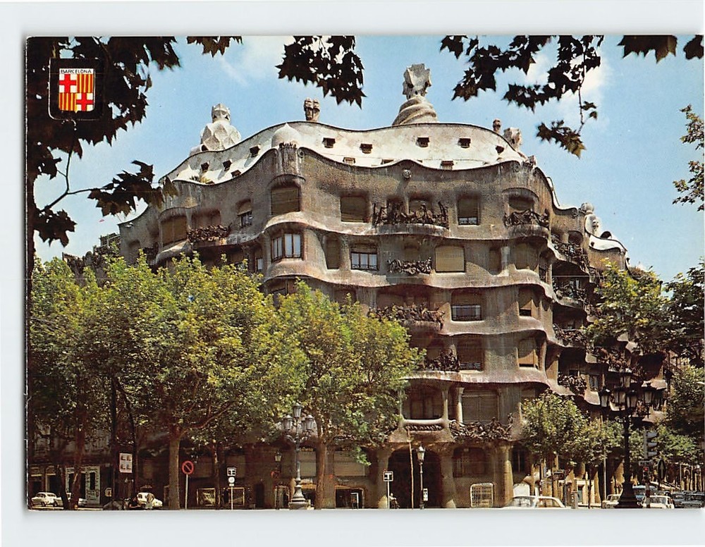 Postcard Pedrera Building Gracia Promenade Barcelona Spain