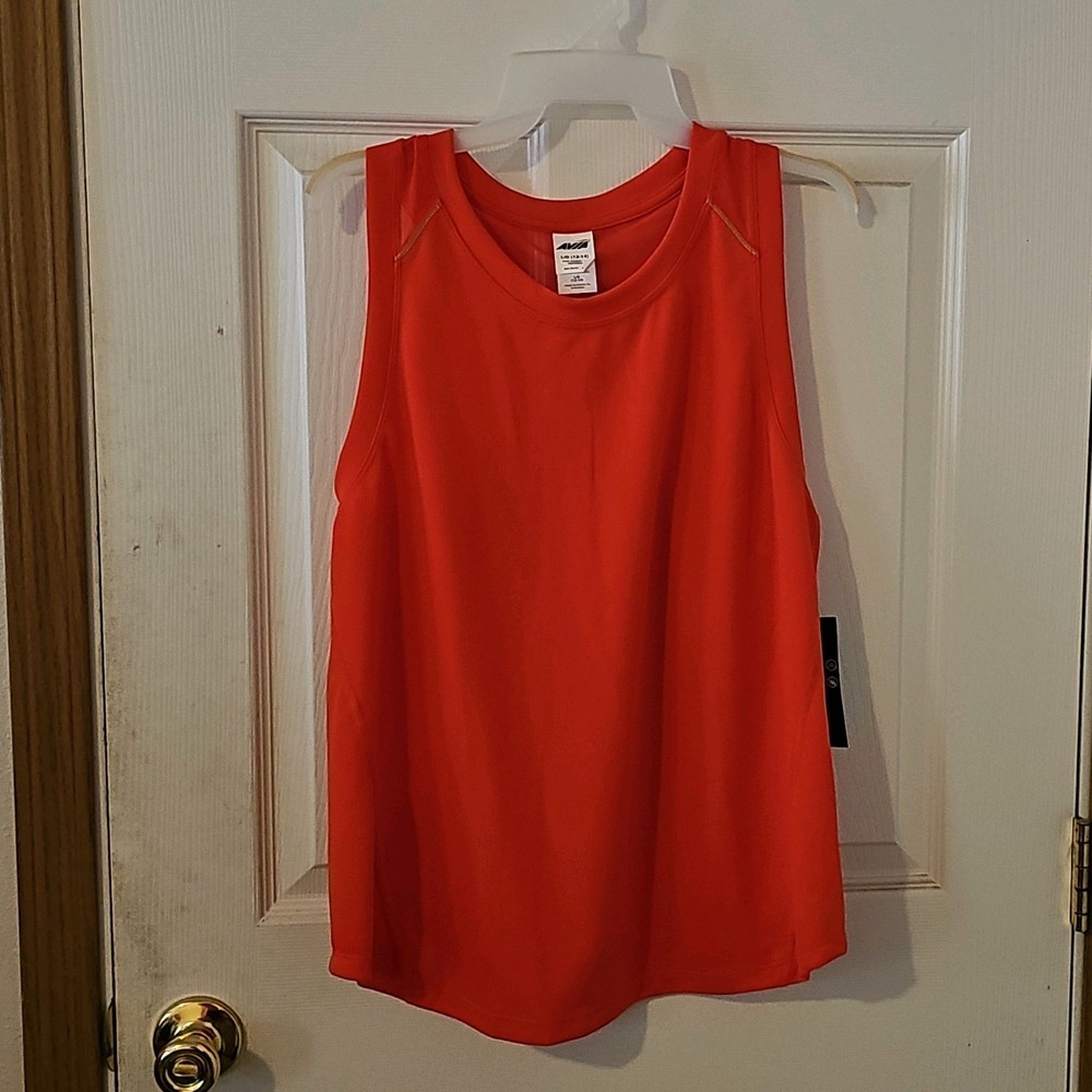 Avia Women's Mesh Back Performance Tank Top Orange L/G (12-14) Lightweight