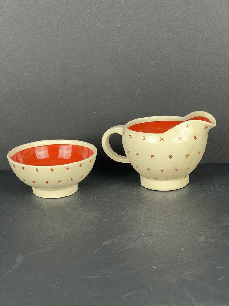 Susie Cooper Bone China Creamer & Sugar Starburst Made In England #1681