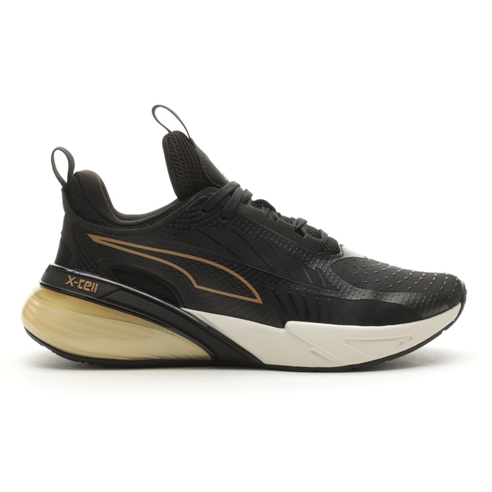 PUMA XCell Action Molten Running  Womens Black, Gold Sneakers Athletic Shoes 378