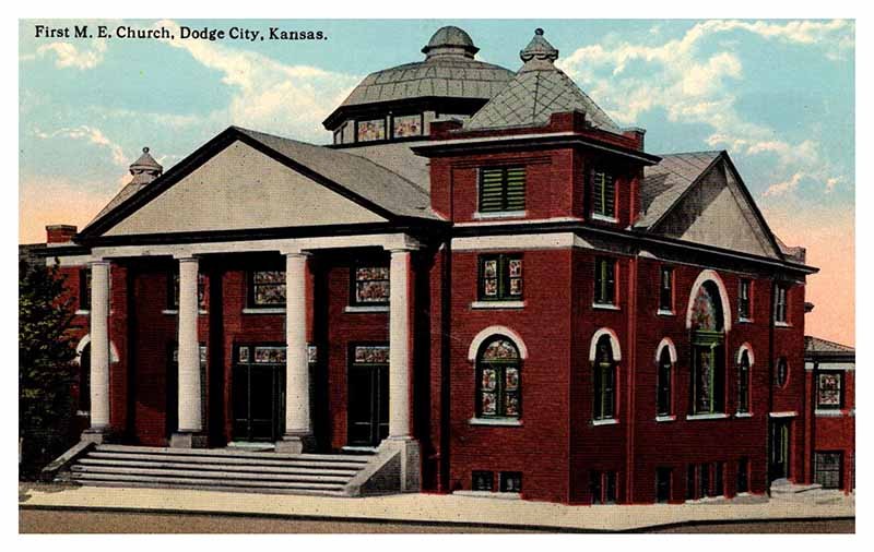 Postcard CHURCH SCENE Dodge City Kansas KS m/09 AP7253