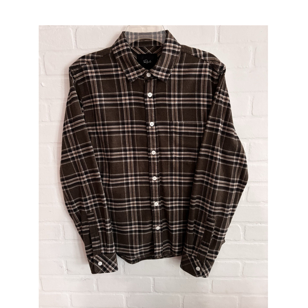Rails Men’s plaid Flannel Collared Button-Up Long Sleeve Shirt gray brown S