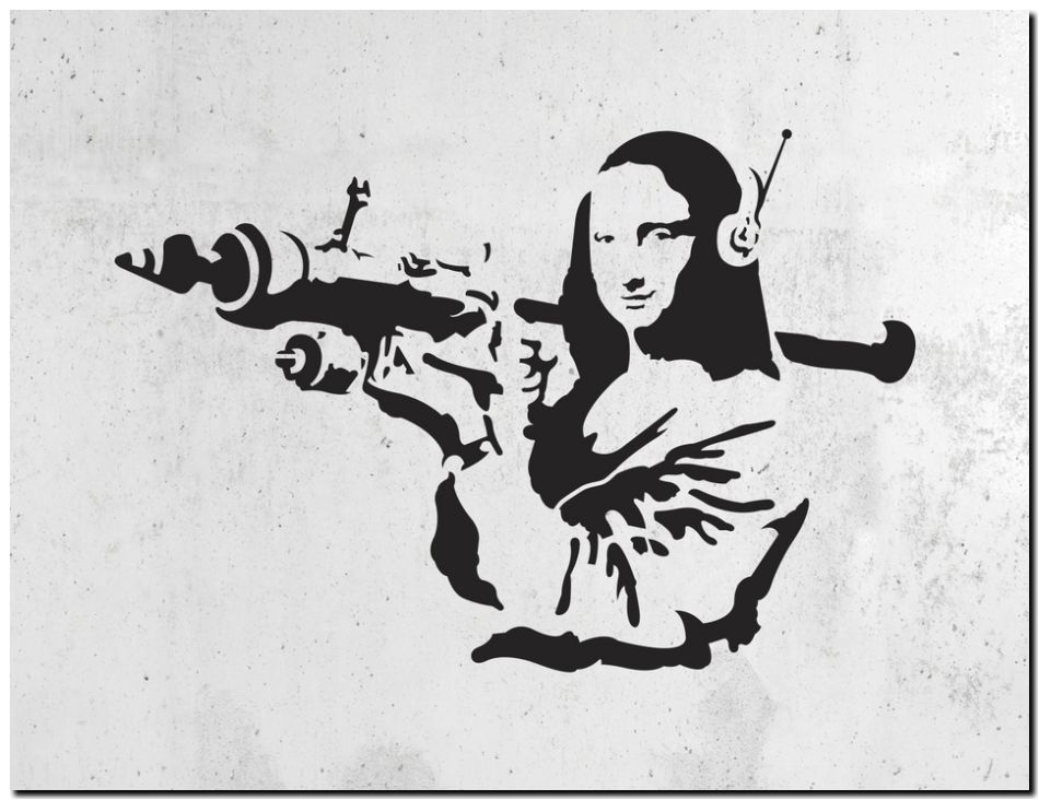 BANKSY STREET ART *FRAMED* CANVAS PRINT Da Vinci Mona Lisa Rocket 16