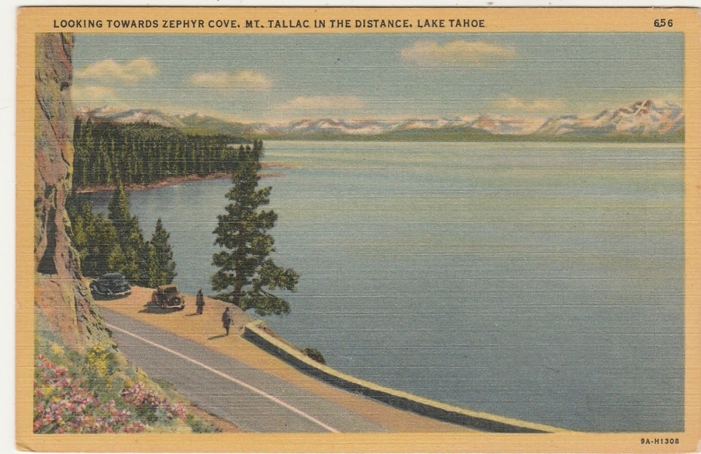 Looking Towards Zephyr Cove- Lake Tahoe-California-CA-Nevada-NV-Circa 1940