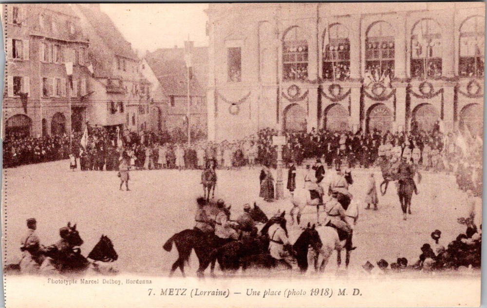 Metz Lorraine WWI 1918 City Scene France Postcard Marcel Delboy Historic View