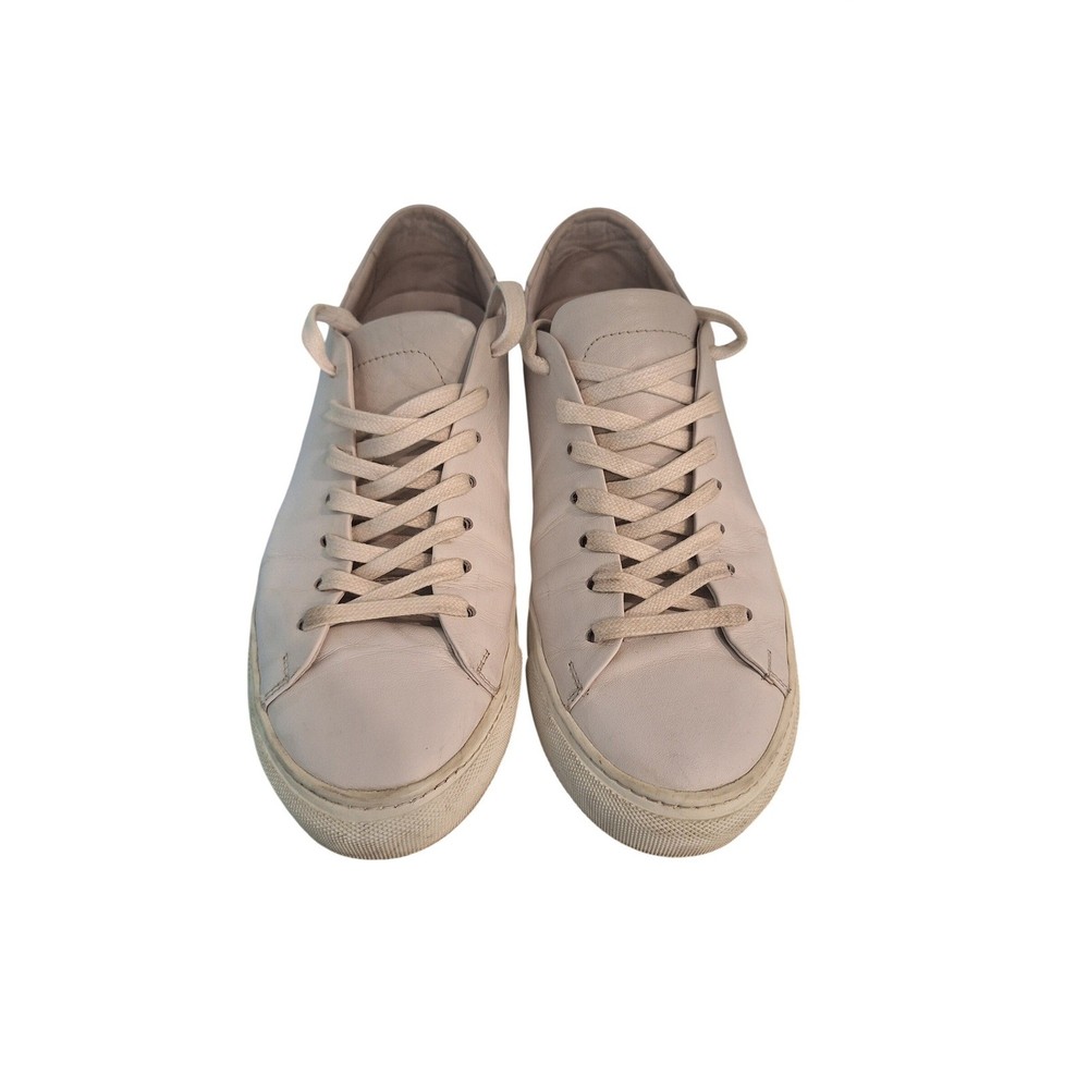 Beckett Simonon  White Leather Low Minimalist Sneakers  Men's Size 9