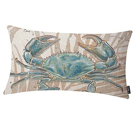 EKOBLA Ocean Beach Theme Decorative Pillow Case Throw Pillow Covers Big Crab