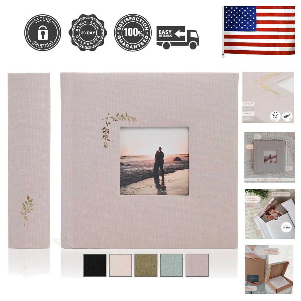 Elegant Linen Photo Album - 200 Acid-Free Pockets for 4x6 Pics - Perfect for ...-image