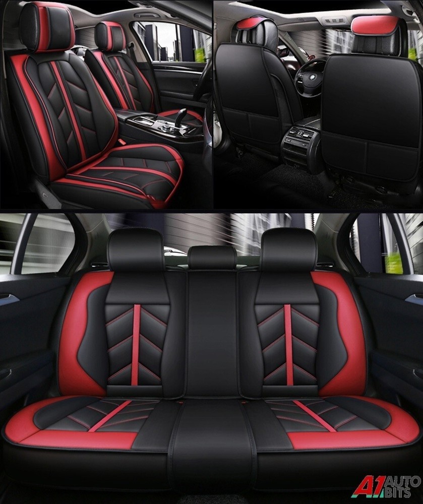 Deluxe Black PU Leather Full Set Seat Covers For Vw Golf Tiguan T-roc Polo