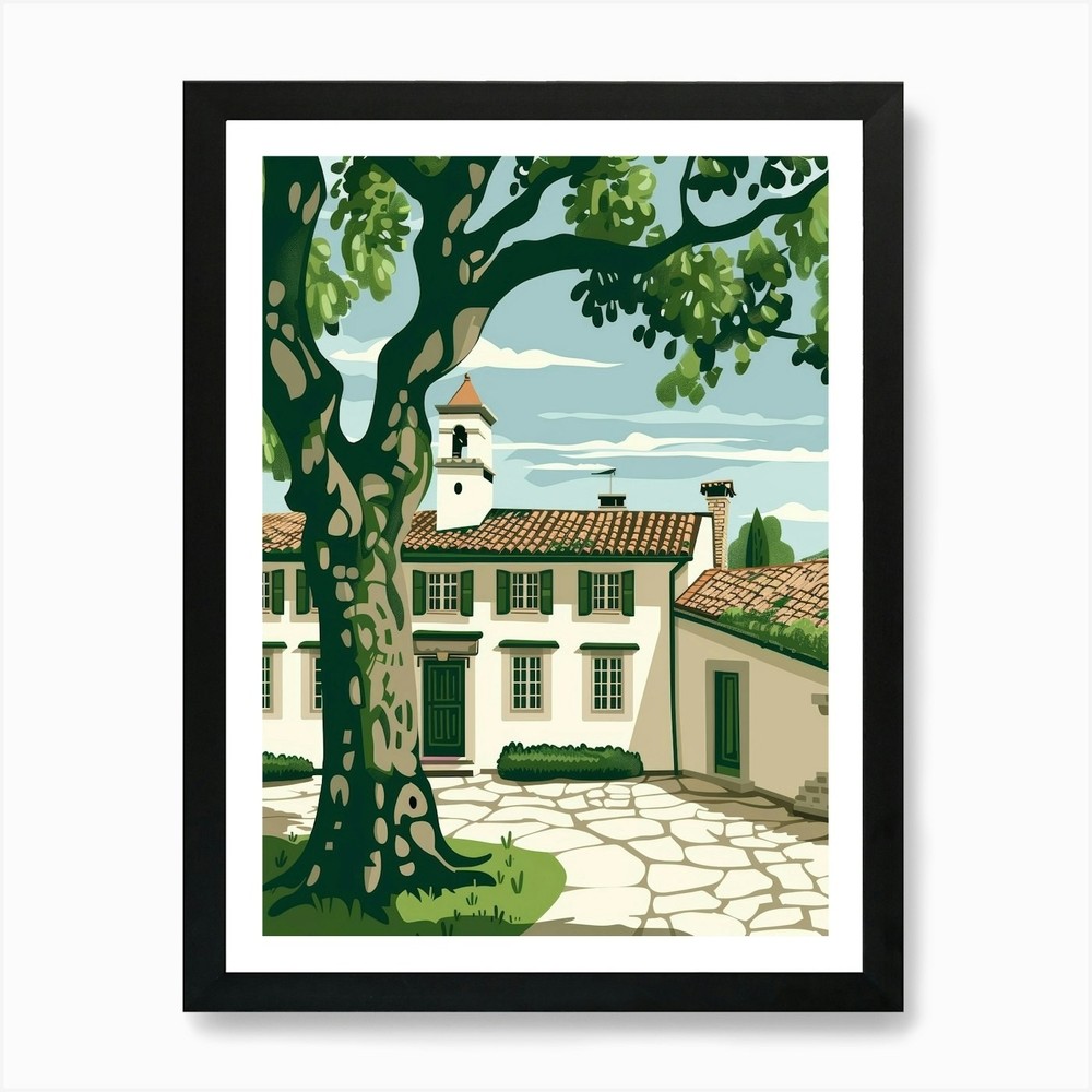 House With A Tree 1 Art Print Framed Wall Art Poster Canvas Print Picture