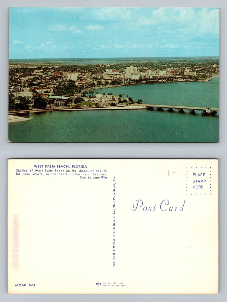 West Palm Beach, FL-Florida, Skyline Lake Worth Shoreline View Vintage Postcard