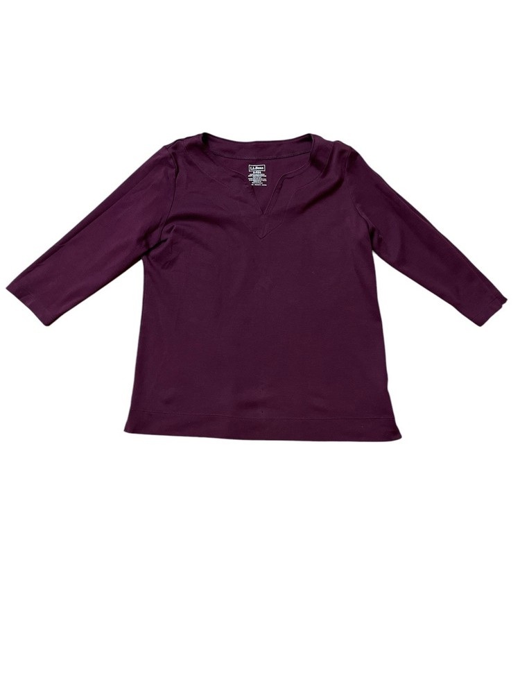 L.L.BEAN 3/4 SLEEVE TOP WOMEN SIZE Small REG 100% SUPIMA COTTON Plum Purple