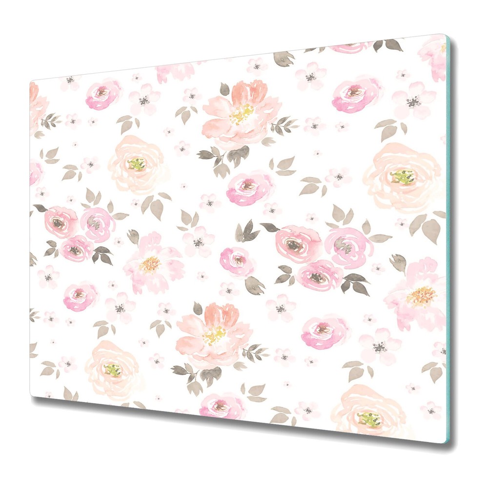 Glass Worktop Saver Kitchen Vintage Floral | Soft Watercolour | 60x52