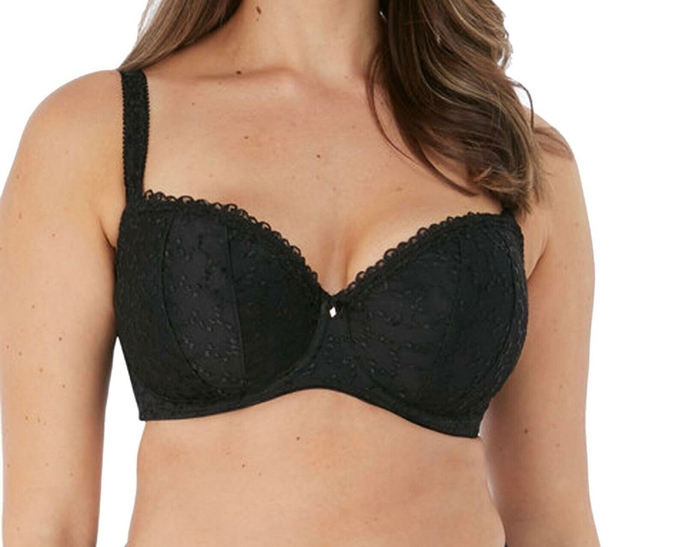 Fantasie Ana Bra Black Size 32E Underwired Padded Half Cup Balcony 6703 New