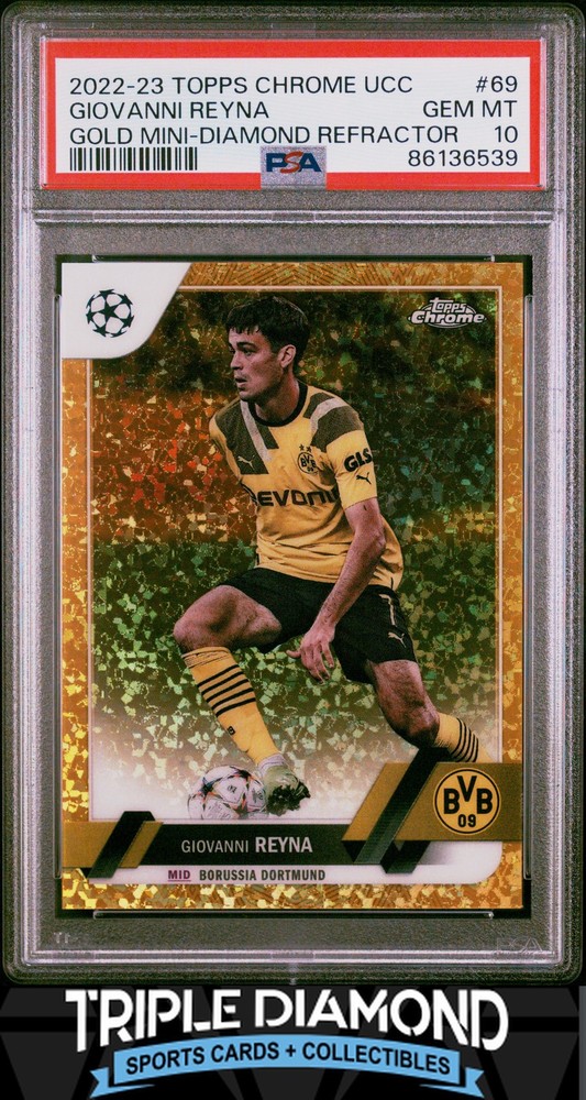 2022-23 Topps Chrome UCC Giovanni Reyna Gold Mini Dmnd #03/50 PSA 10 L266