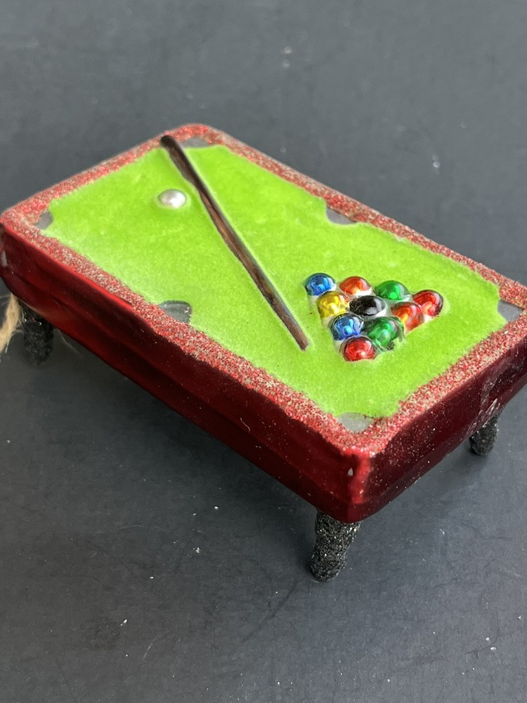 Glitter Accent Billiard Pool Table Glass Christmas Ornament Fun Gift-image
