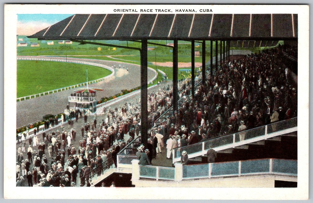 Vtg Postcard Oriental Race Track Grandstand Havana, Cuba 1930s