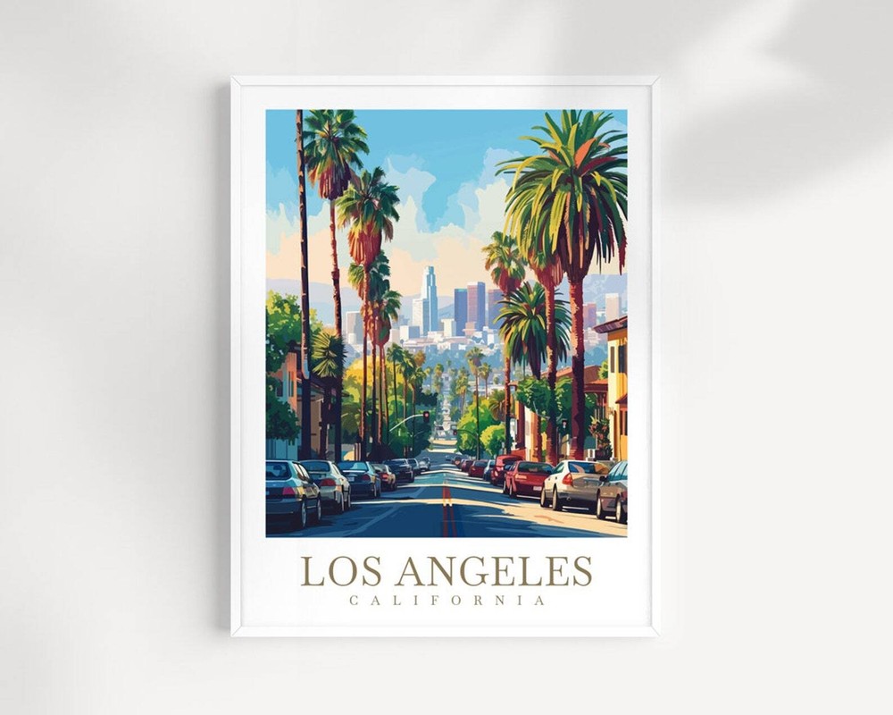 Los Angeles City Travel Print Wall Art California Wall Hanging Home Dcor Los