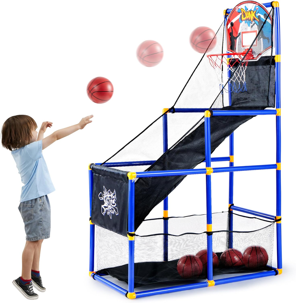 Arcade Basketball Game Set with 4 Balls and Hoop for Kids 3 to 12 Years Old Indo
