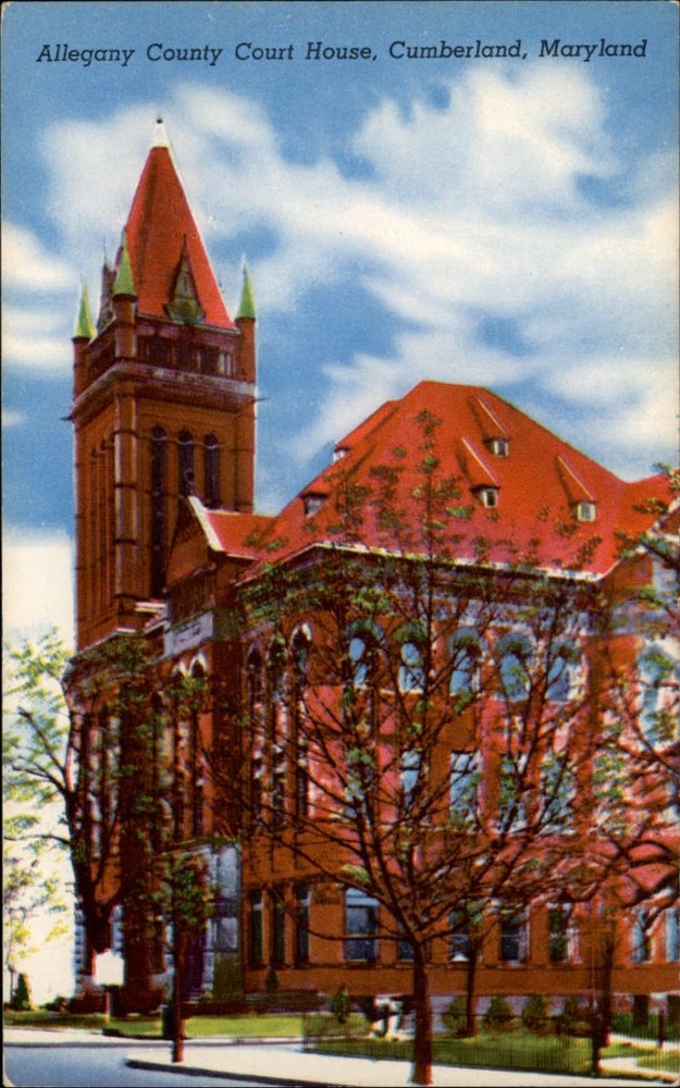 Maryland Cumberland Allegany County Court House ~ 1950s-60s postcard sku787