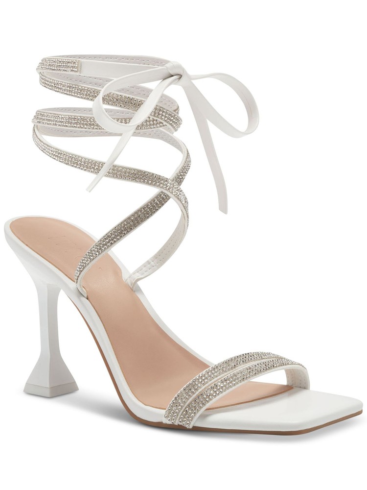 INC Womens White Tie Straps Bradki Open Toe Sculpted Heel Heeled Sandal 9.5 M