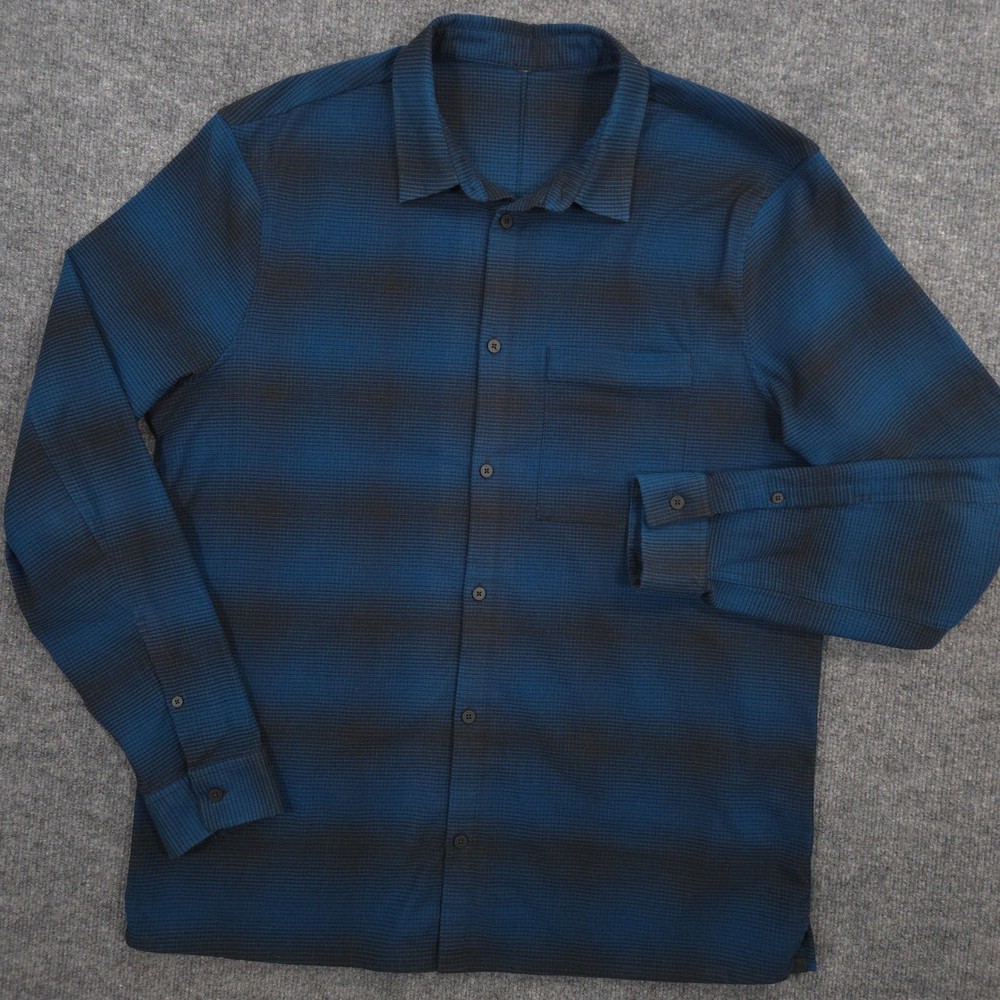Lululemon Masons Peak Flannel Shirt Mens XL Blue Plaid Performance Outdoor