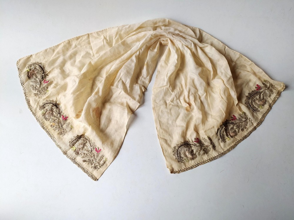 Antique Greek Ottoman Embroidered Cevre Gold Thread Textile Aegean Folk Art