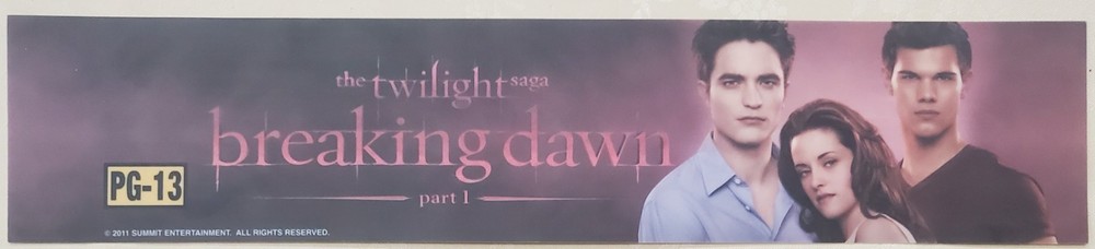 Twilight Sage, Breaking Dawn Part 1, 2011, TAPE, Small Mylar (11 1/2