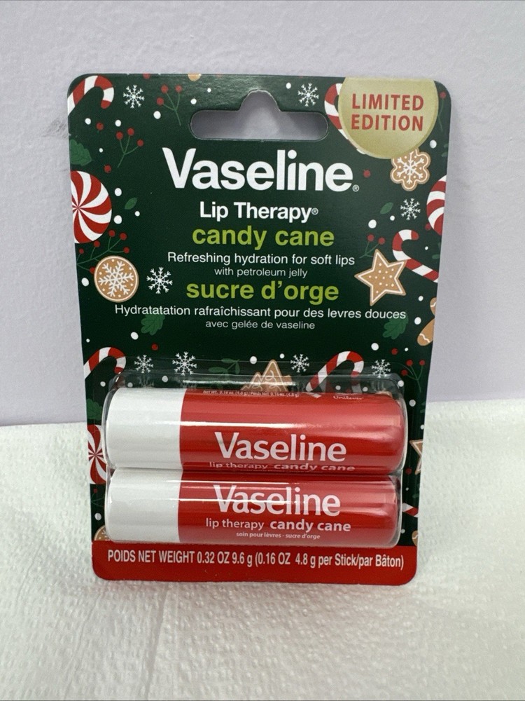 Vaseline Lip Therapy Holiday 2024 Candy Cane Peppermint Lip Balm Sealed