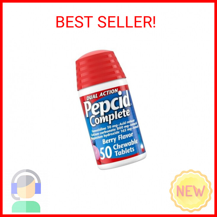 Pepcid Complete Acid Reducer + Antacid Chewable Tablets, Heartburn Relief, Berry-image