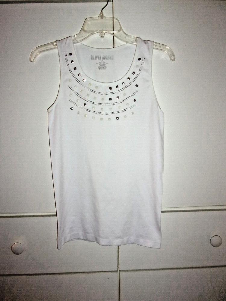Olivia Jordan White Studded Tank Top Size L XL  