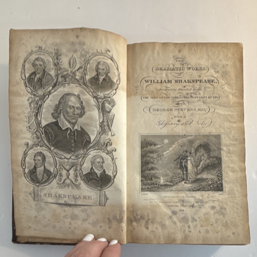 William Shakespeare Illustrated Leather Antique 1850 S. Andrus & Son Book
