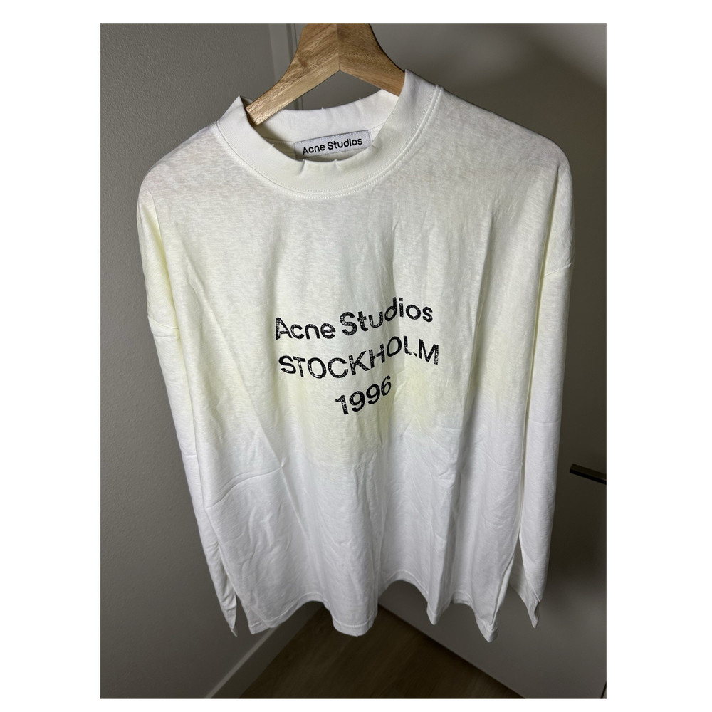 Acne Studios White Cotton Stockholm 1996 Logo Graphic T-Shirt Men's Size L LS
