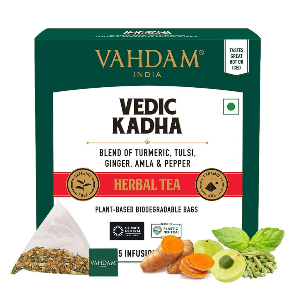 Vedic Kadha Herbal 30 Tea Bags Caffeine Free Non-GMO Earthy & Savory Pure Herbal