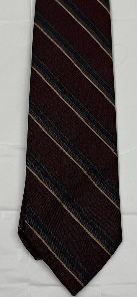 Retro Cappuccino Men's Necktie Tie Vintage Bordeaux W/Multicolor Stripes Classic