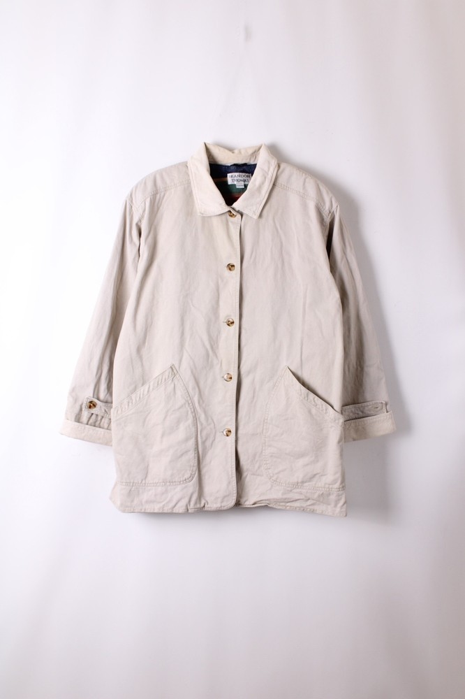 Vintage Hunting Jacket Chore Coat Canvas Beige Large