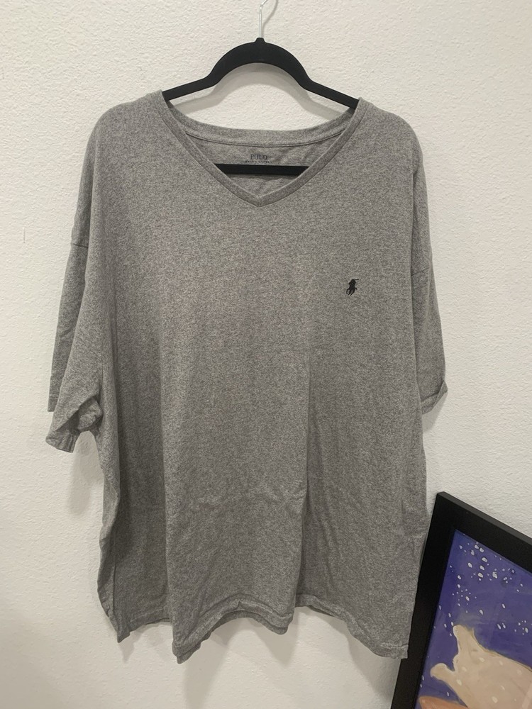 Polo Ralph Lauren Gray V Neck Cotton T Shirt Big & Tall Size 4 XB