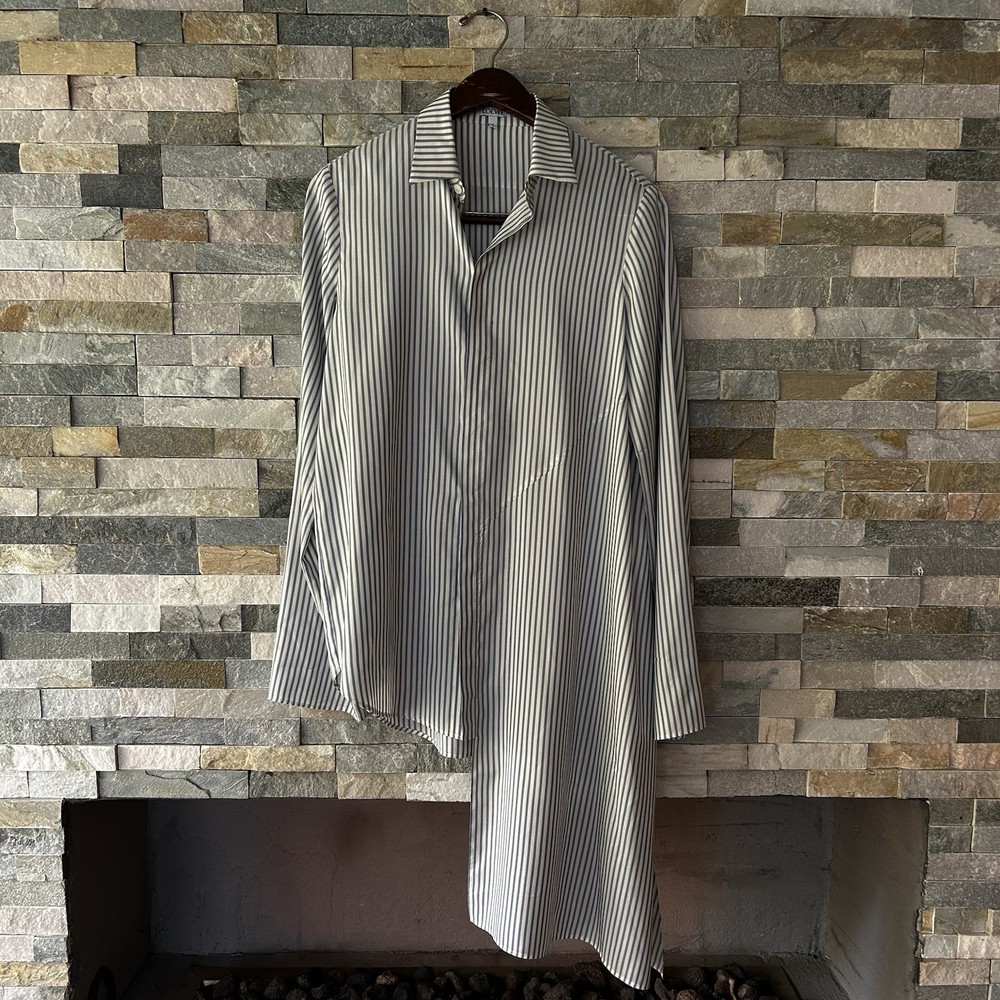 LOEWE Silk Dress Draped Asymmetrical White Shirt Button Down Size Small Blouse