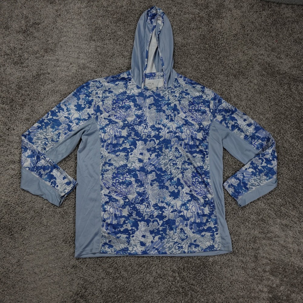 Huk Hoodie Mens Large Pursuit Vented UPF 50 Kryptek Blue Fishing Outdoors
