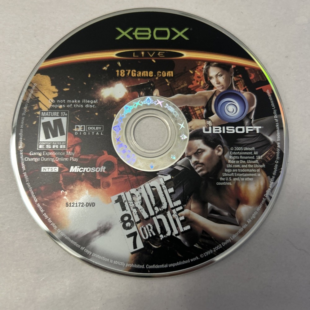 187: Ride or Die (Microsoft Xbox, 2005) - Disc Only, Tested, Working