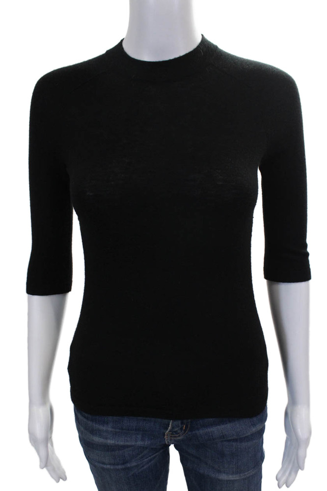 Vince Women Pullover Sweater Black Mock Neck 3/4 Sleeve Wool Size XSFree Shipping in US $100+ Orders | $6.95 Orders Below