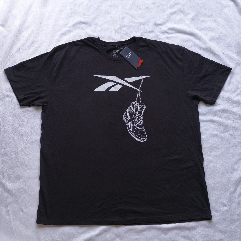 NWT Mens Reebok T Shirt Short Sleeve Size 2XL Black