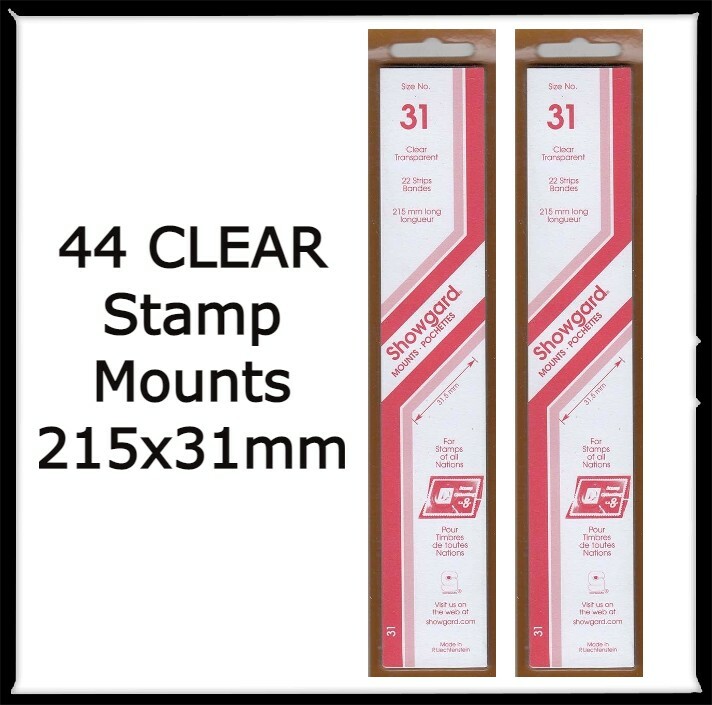 44 Showgard CLEAR Stamp Mounts 215x31mm For US Squares & Semi Jumbos  2 Packs