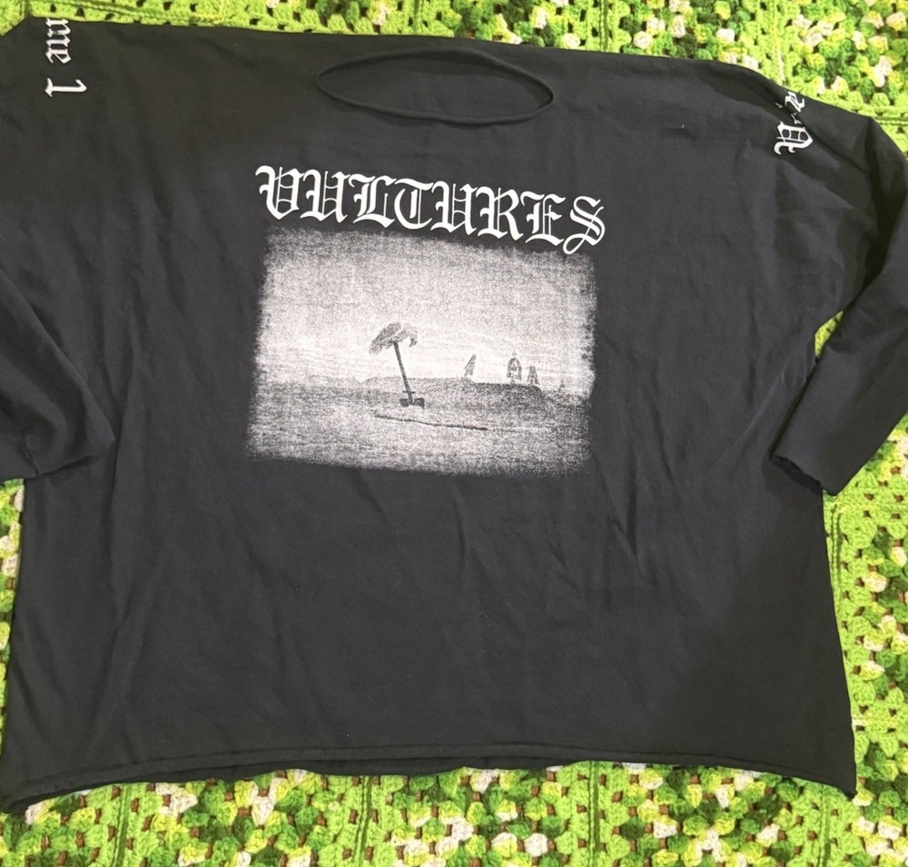 Vultures Kanye West Shirt Mens Sz 2 Black Graphic Long Sleeve Yeezy Album Tour