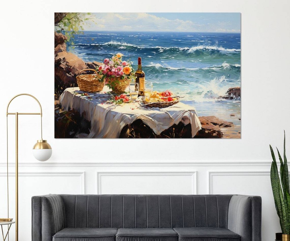 Impressionist Beach Painting Wall Art Canvas Unframed Print Art