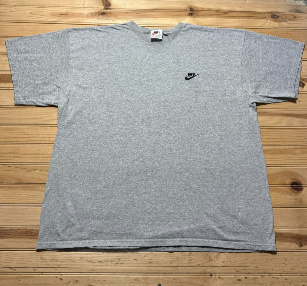 Vintage Y2K Nike Mini Swoosh Embroidered Blank Short Sleeve Heather Shirt - XXL