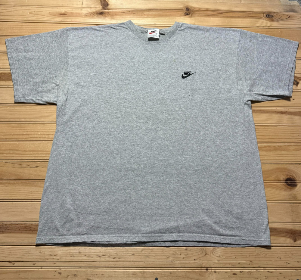 Vintage Y2K Nike Mini Swoosh Embroidered Blank Short Sleeve Heather Shirt - XXL